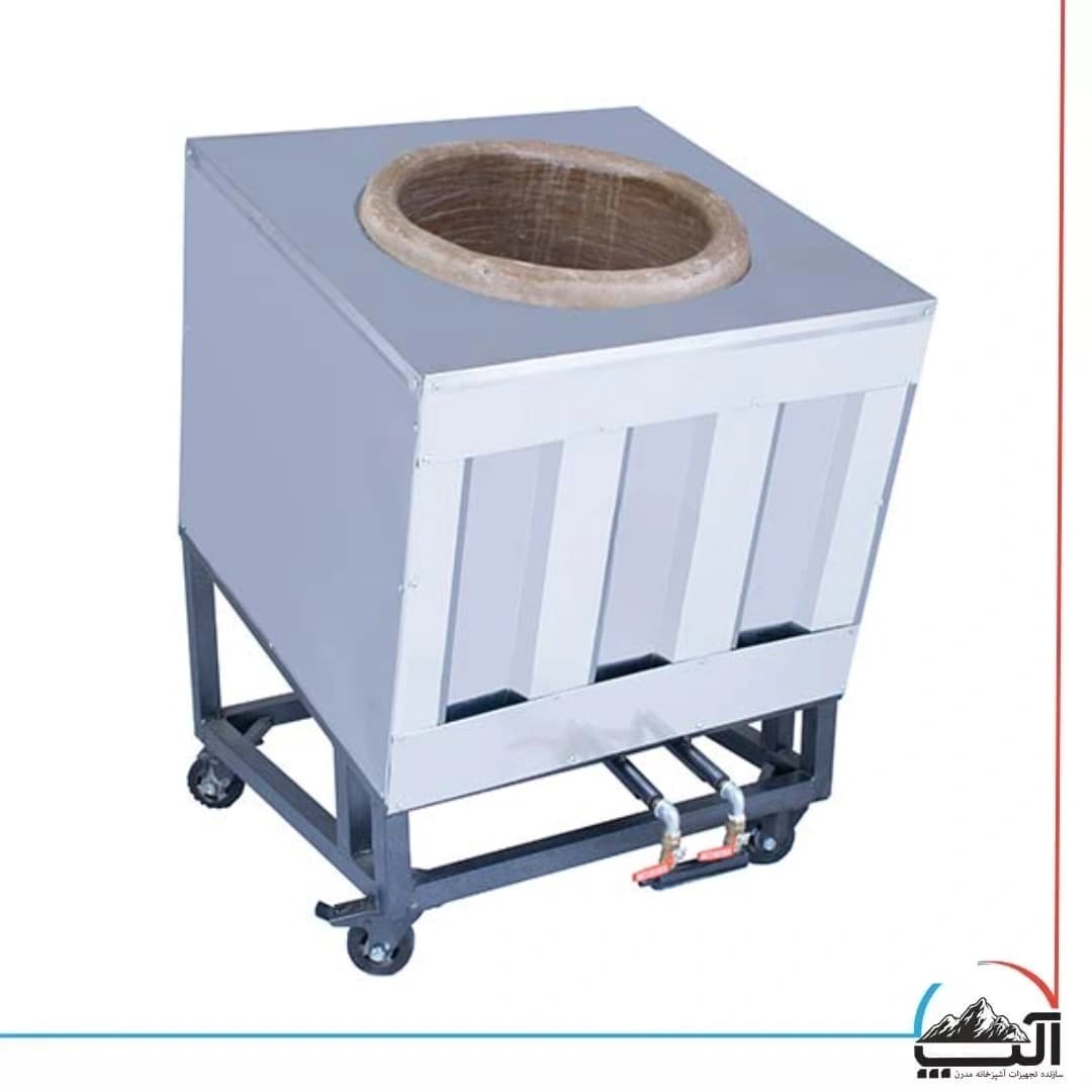 تنور گلی رستورانی استیل چهار نان 80*80 چرخ دار سنگین — تصویر ۳