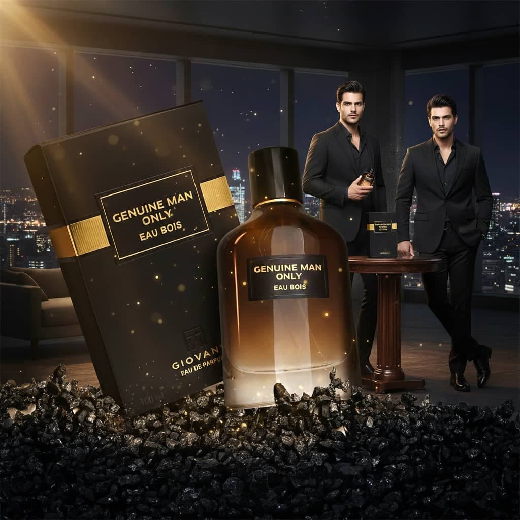 عطر ادکلن مردانه جیوانچی جنتلمن ادو پرفیوم بویزی فراگرنس ورد مدل جنیون من اونلی بویس (Fragrance World Genuine Man Only Eau Bois) حجم 100 میل — تصویر ۲