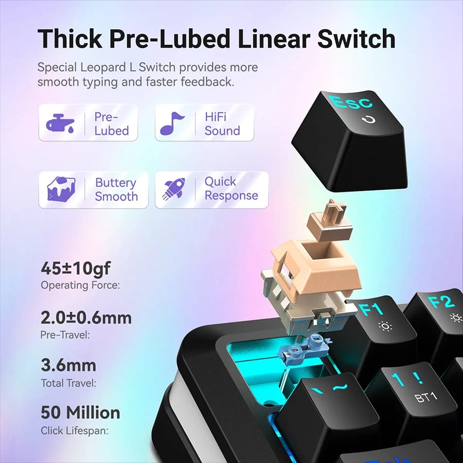 کیبورد گیمینگ بی‌سیم ردراگون Redragon K708 PRO Flekact RGB — تصویر ۶