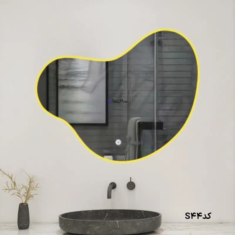 آینه دفرمه نور زرد سایز ۶۰×۸۰ کد S42 | طراحی خاص با امکان تولید طرح دلخواه شما