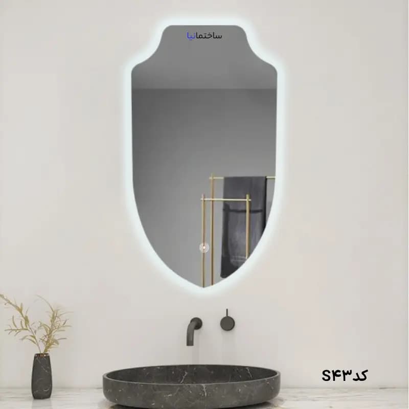 آینه دفرمه نوری S43 با کلید لمسی و حاشیه سندبلاست (سایز ۵۰×۸۰)