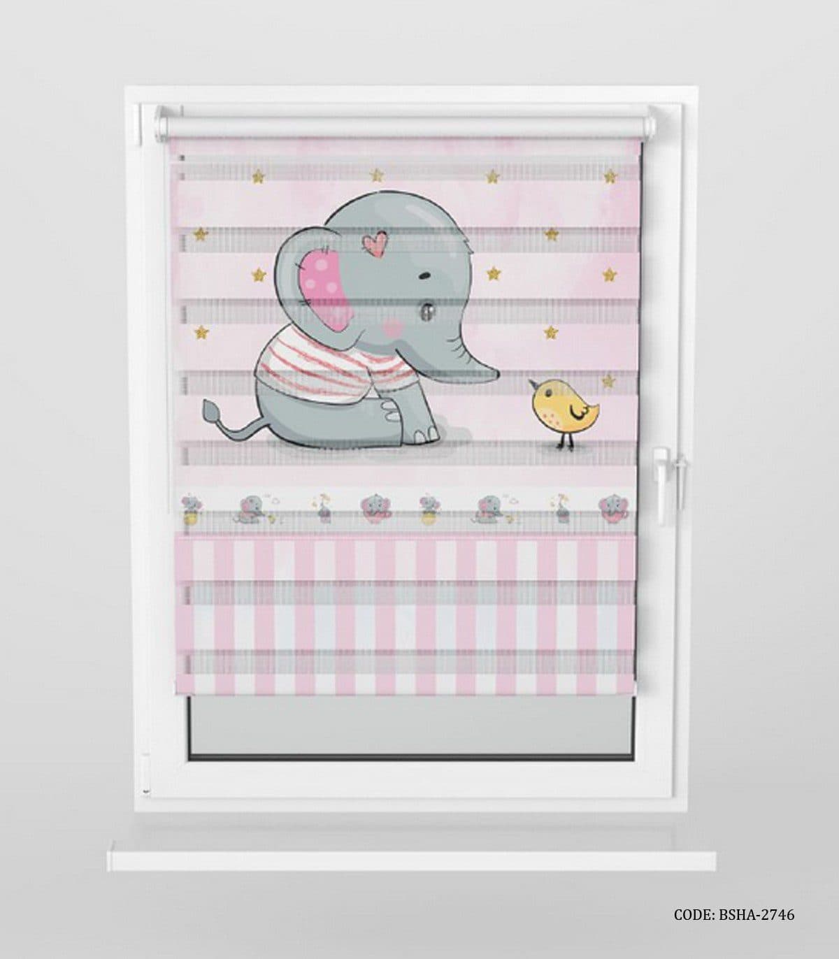 پرده زبرا اتاق کودک دخترانه طرح فیل مدل Little Elephant
