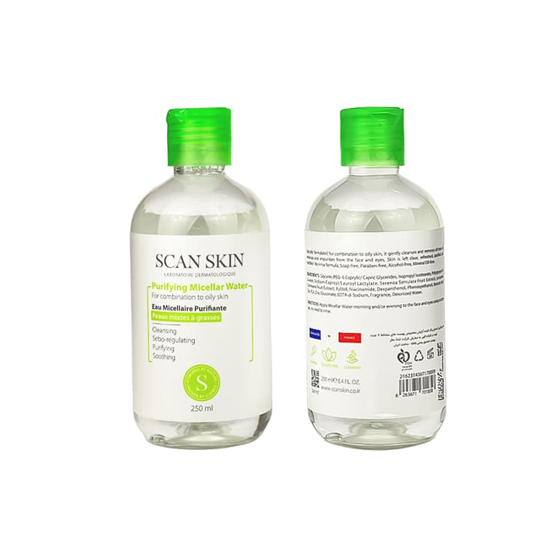 محلول پاک کننده آرایش اسکن اسکین مخصوص پوست چرب 250ml — تصویر ۲
