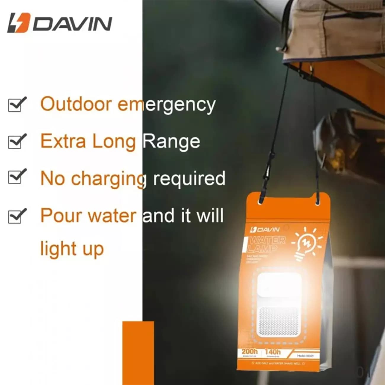 چراغ کمپینگ نمکی DAVIN کد WL01 — تصویر ۳