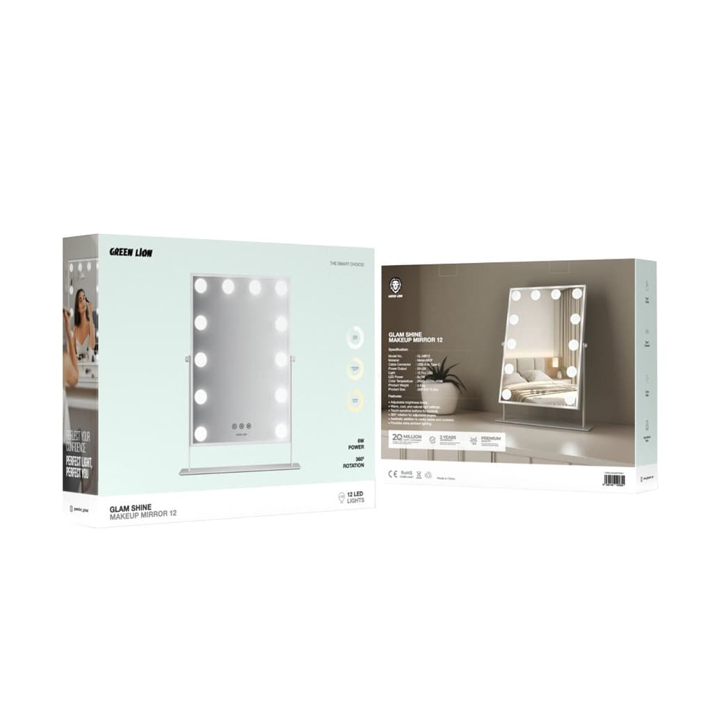 آینه آرایشی گرین لاین مدل GLAM SHINE 12 LED — تصویر ۴