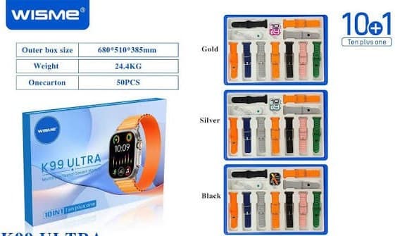 ساعت مدل K99 Ultra با ۱۰ بند — تصویر ۲