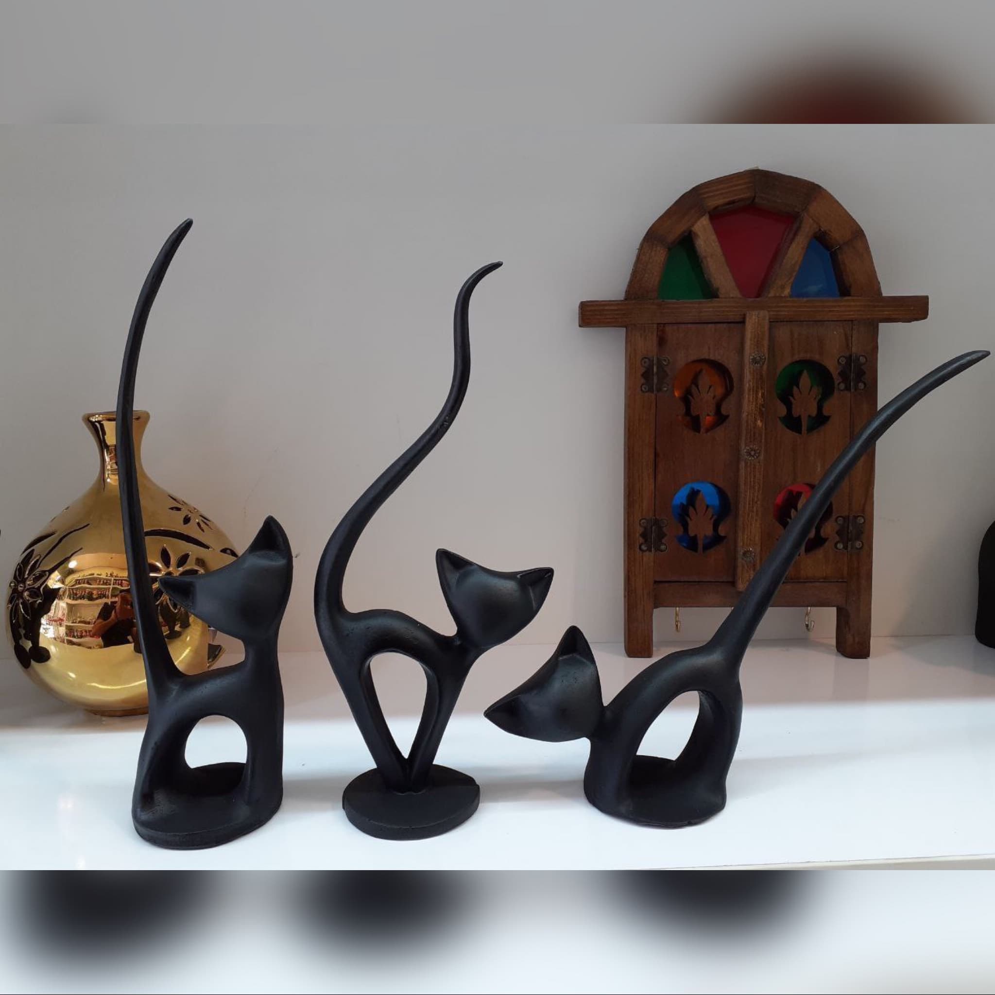 مجسمه گربه دم بلند فانتزی مجموعه 3 عددی