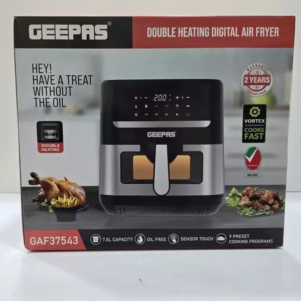 سرخ کن جیپاس مدل GAF37543 | خرید ایر فرایر دیجیتال 7.5 لیتری Geepas