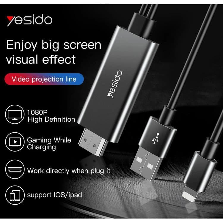 کابل تبدیل لایتنینگ به HDMI/ usb یسیدو مدل HM04 طول 1.8 متر — تصویر ۷