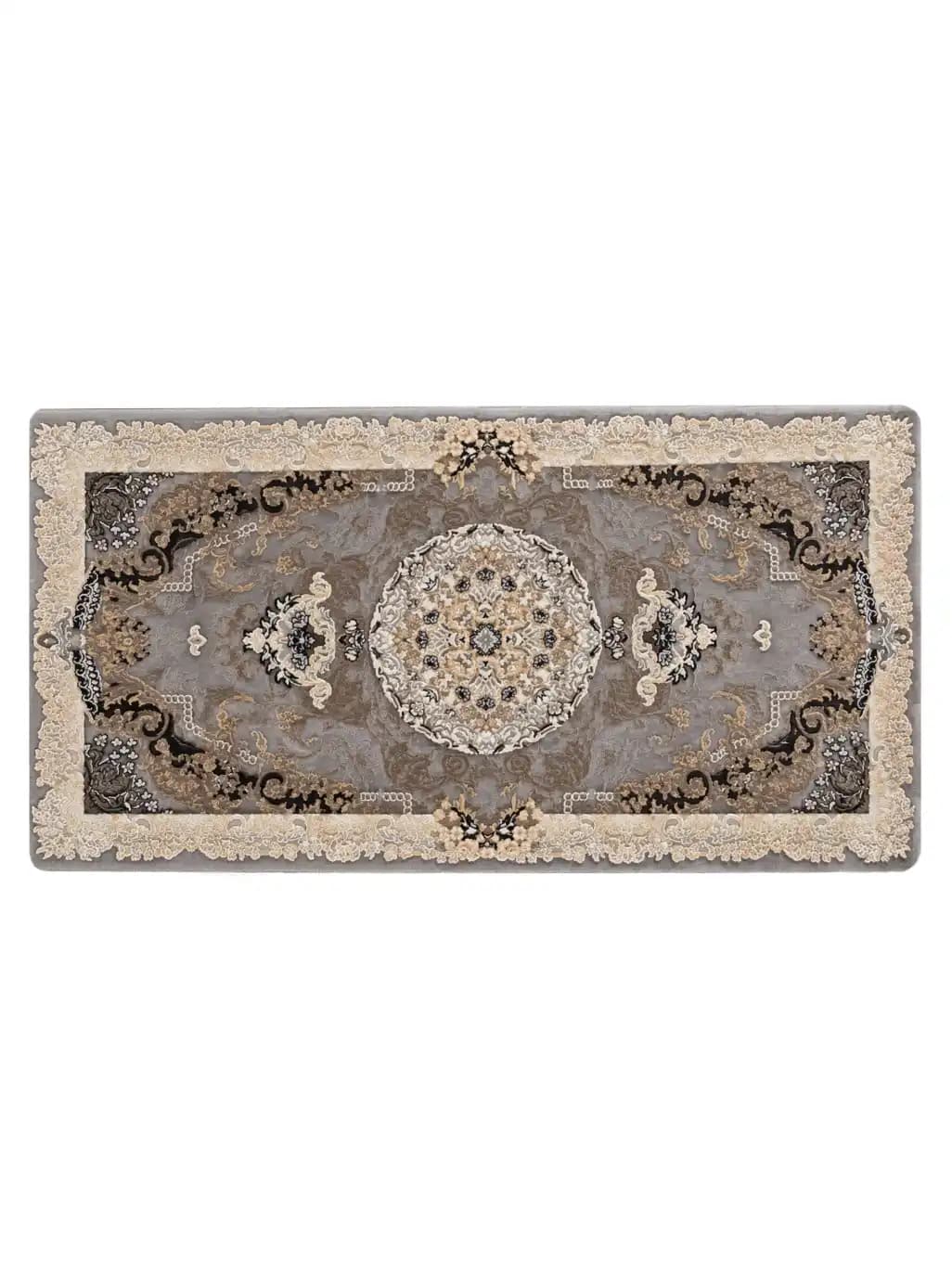 پشتی ماشینی ترنج دار طرح فریما دودی زغالی 1200 برجسته کد 3338