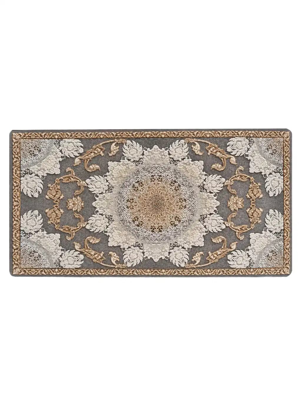 پشتی ماشینی ترنج دار طرح جلوه رنگ دودی 1200 برجسته کد 3334