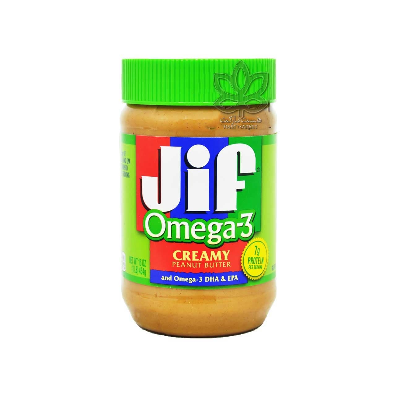 کره بادام زمینی امگا ۳ ( omega3 ) کرمی ۴۵۴ گرم جیف – jif