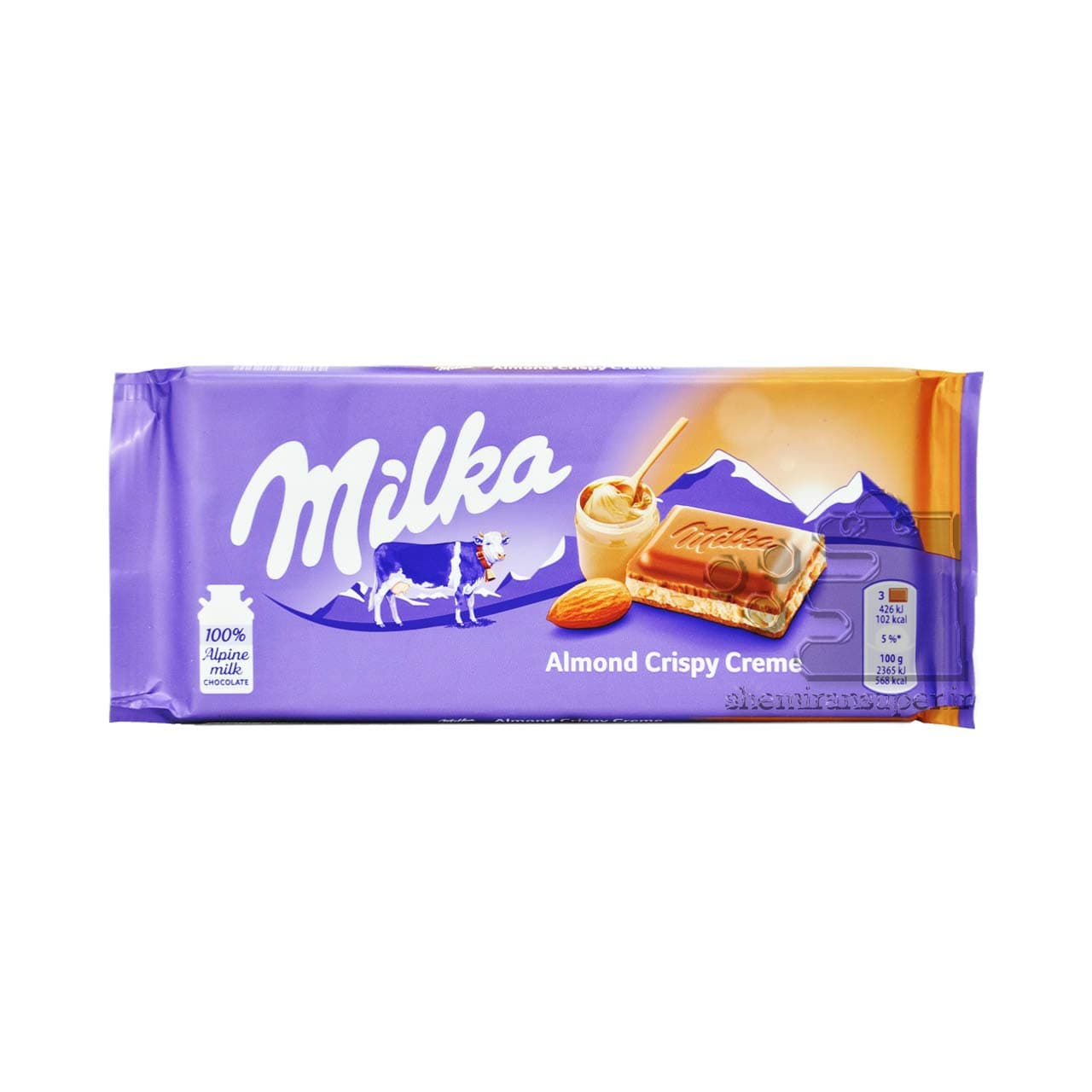 شکلات شیری با کرم کریسپی بادام ۹۰ گرم میلکا – Milka