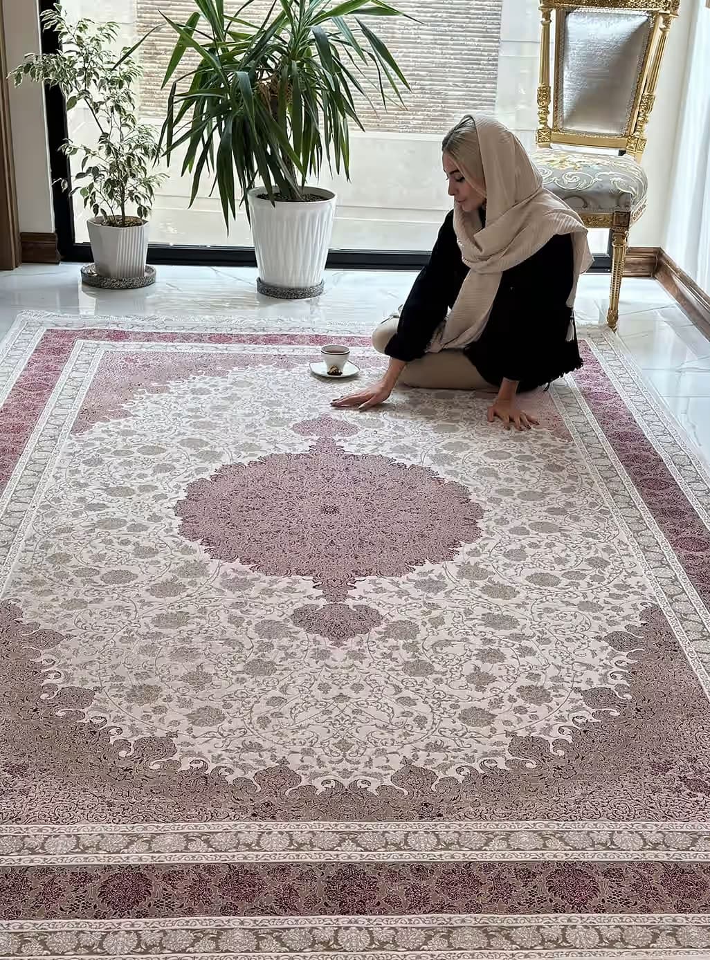 فرش ماشینی طرح اصفهان 1200 شانه کد 12830 — تصویر ۸