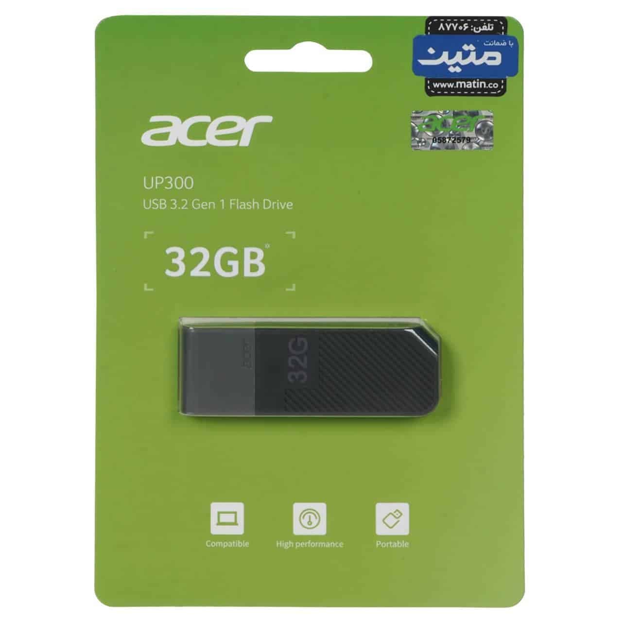 Acer UP300 USB 3.2 Flash Memory – 32GB – خاکستری (گارانتی متین) — تصویر ۲