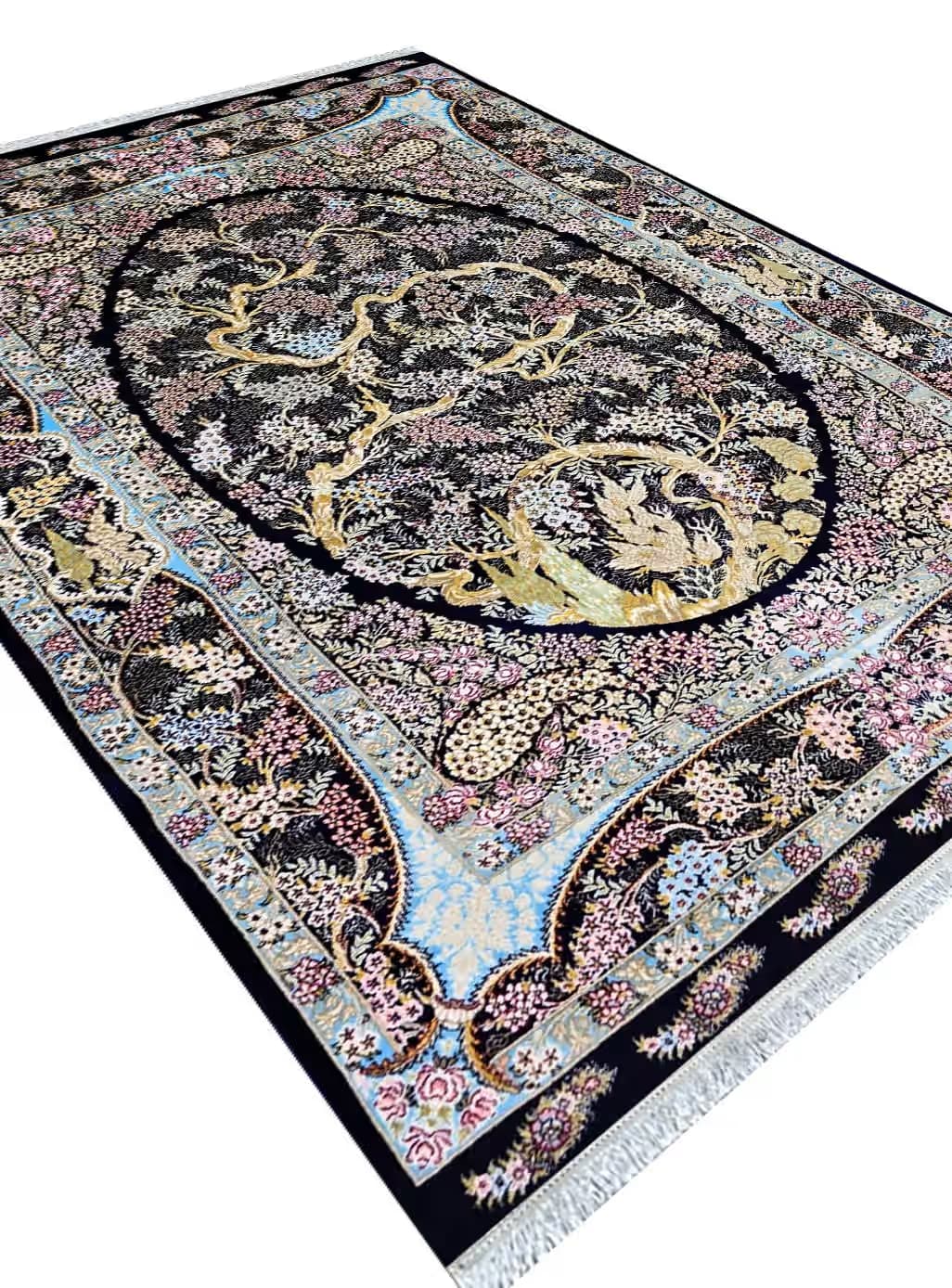 فرش طرح درختی سرمه ای 1200 شانه کد 12878