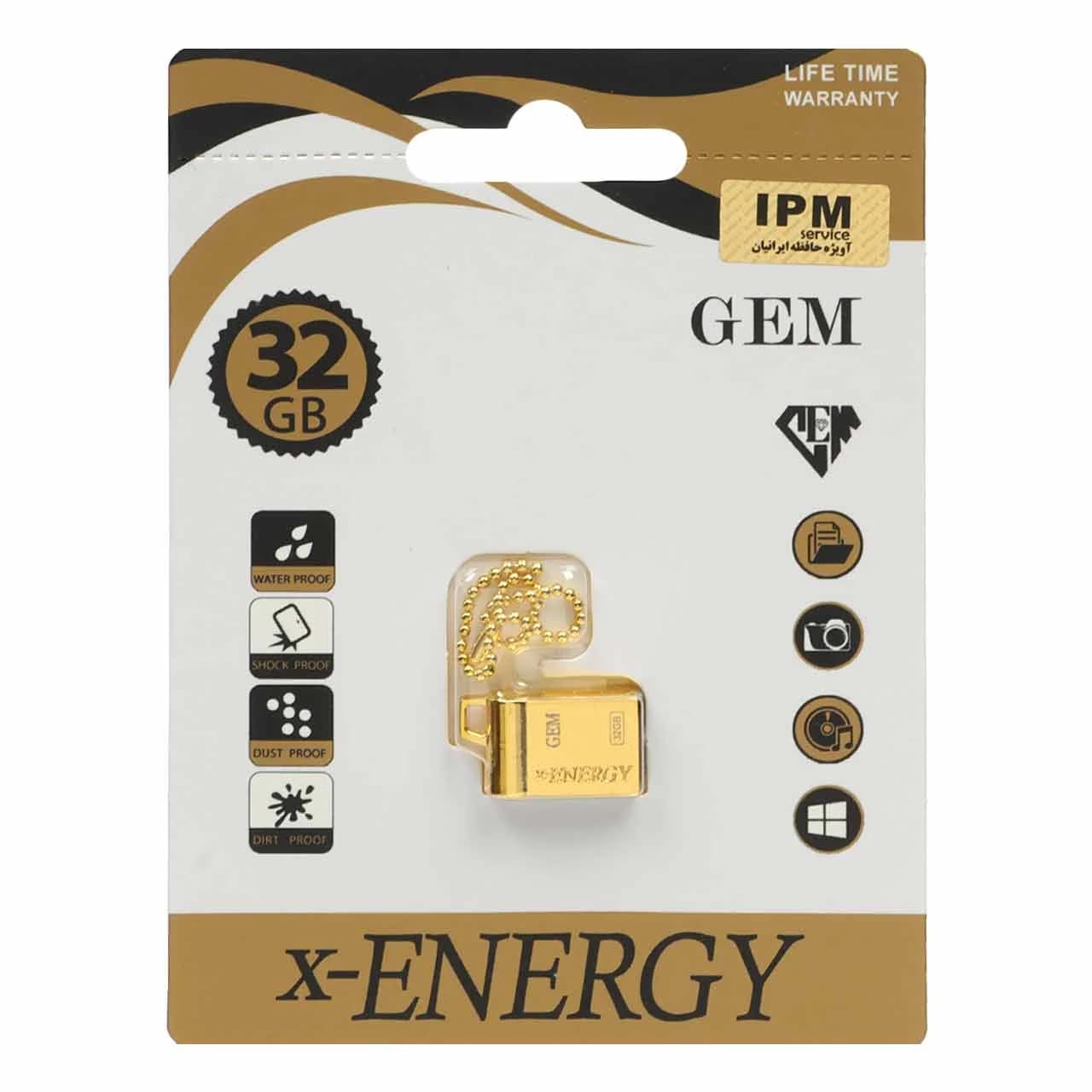 X-ENERGY Golden Gem USB2.0 Flash Memory-32GB (گارانتی مادام العمر IPM)