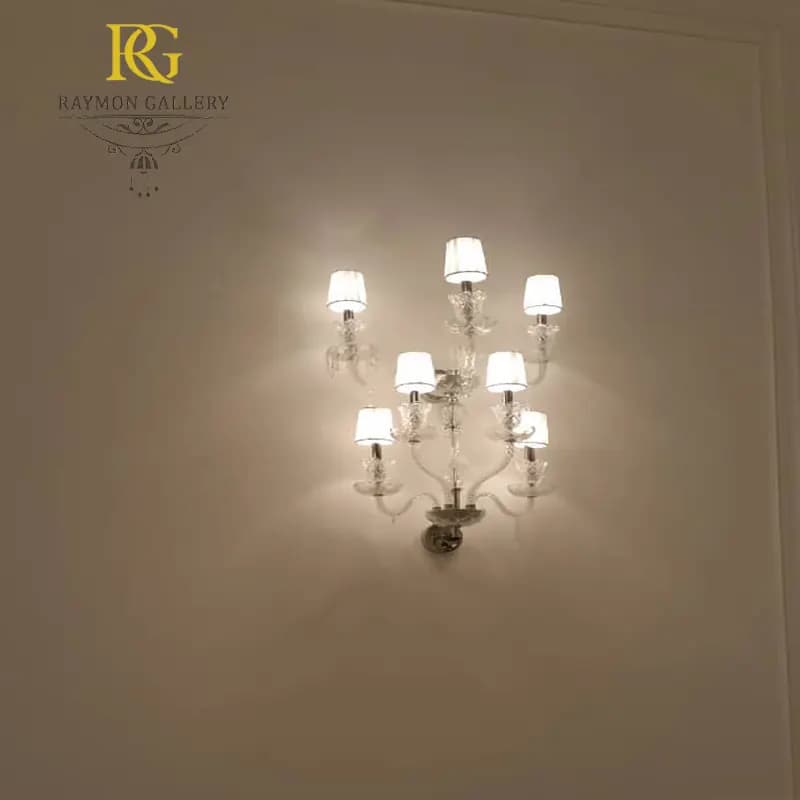 دیوار کوب 7 شاخه باکارات شید دار کریستالی