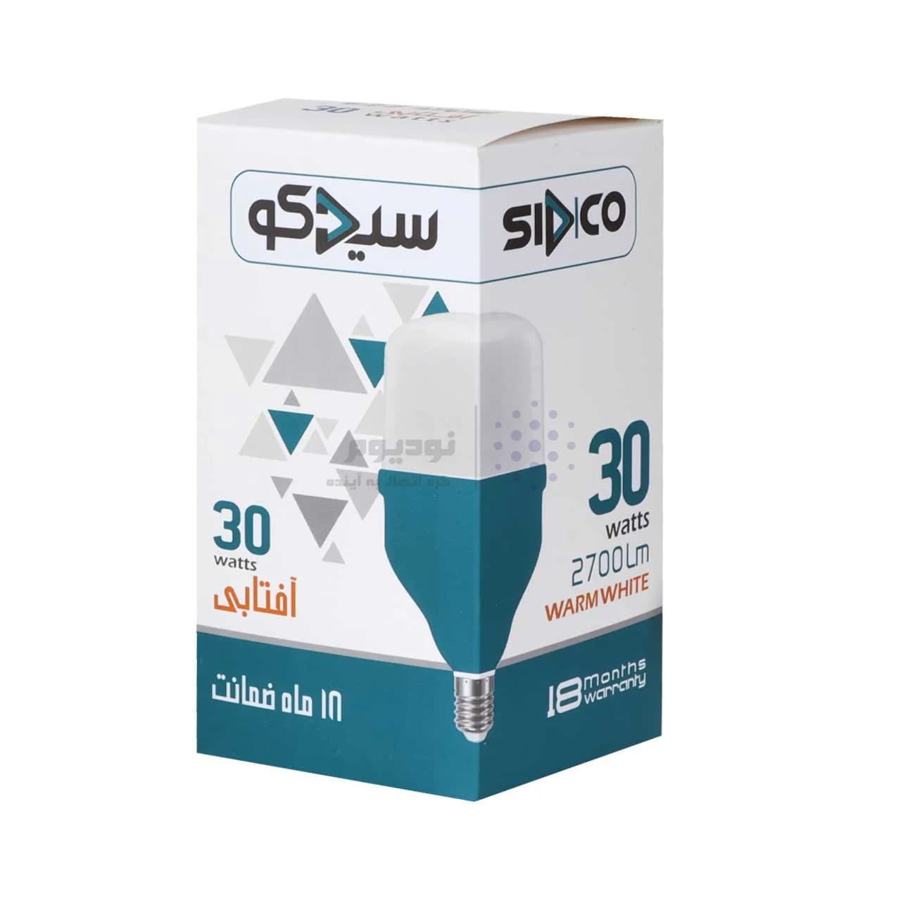 لامپ استوانه ای Sidco مدل E27 30W – آفتابی — تصویر ۲