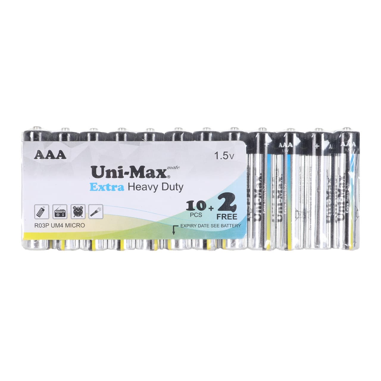 باتری نیم قلم Uni-Max AAA مدل Extra Heavy Duty R03P (شرینگ بسته 12 عددی) — تصویر ۲