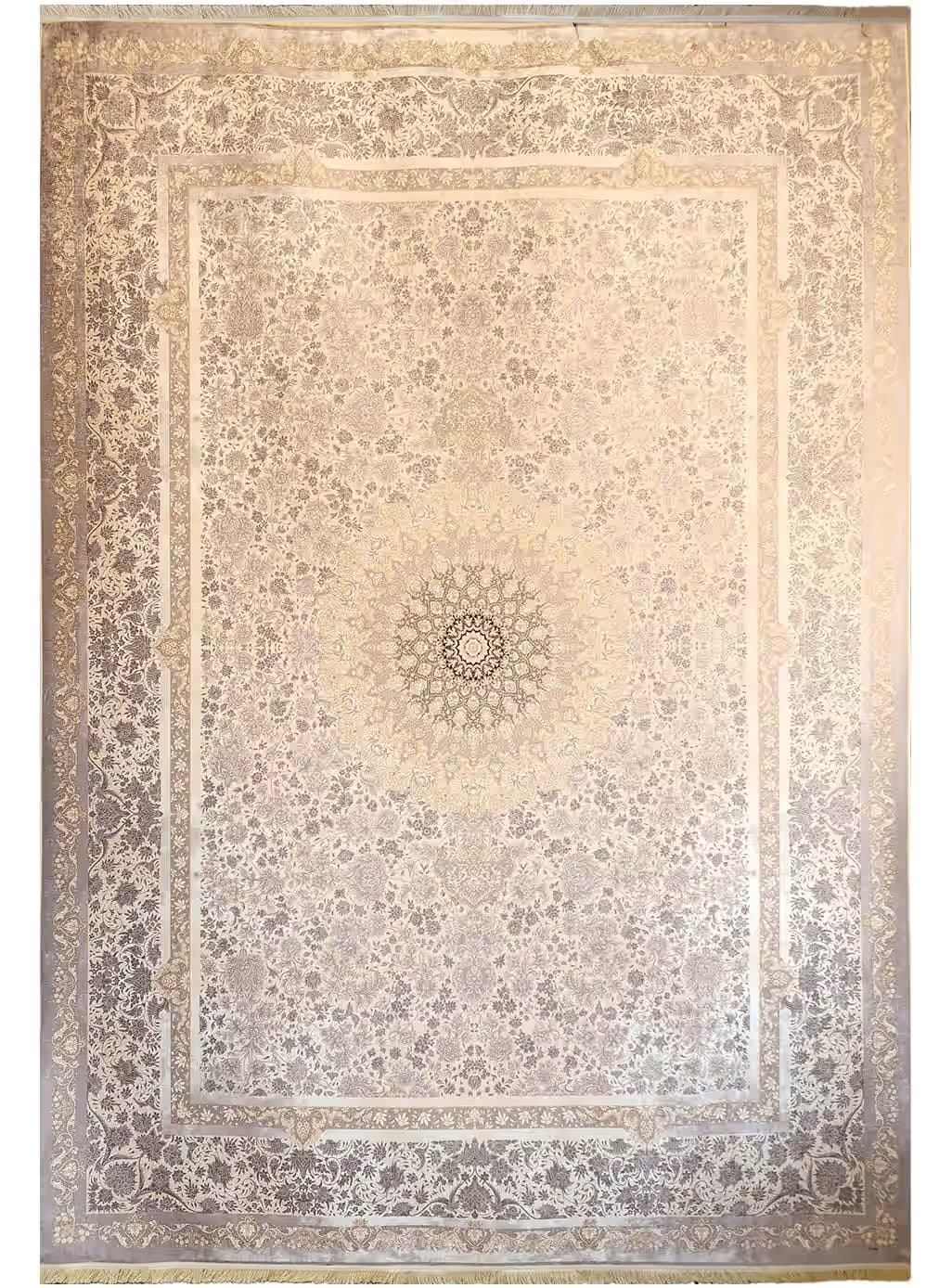 فرشینه طرح فرش رنگ کرم کد y1349 — تصویر ۲