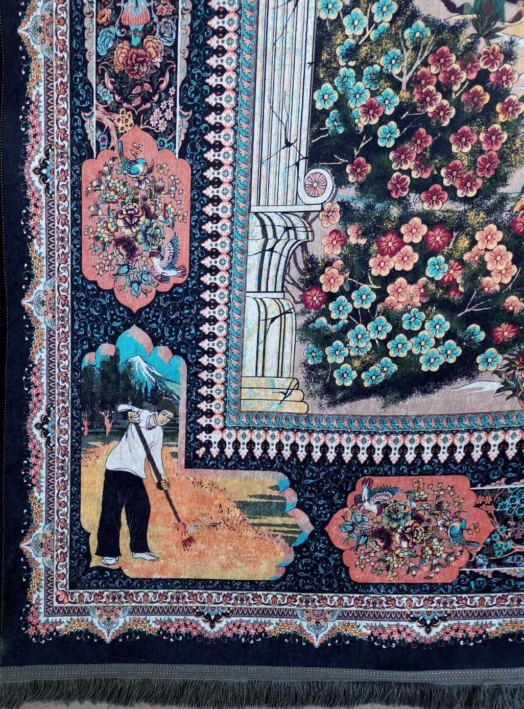 فرشینه طرح فرش شکارگاه کد 8009 — تصویر ۴