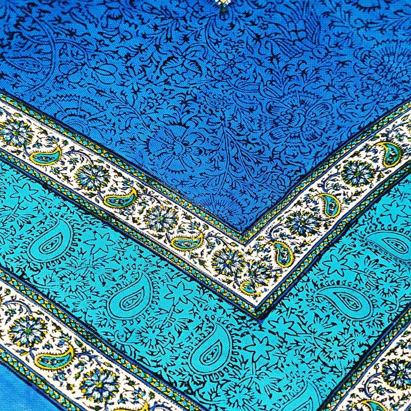 سفره قلمکار مدل ترنج سلطانی طرح آبی — تصویر ۴