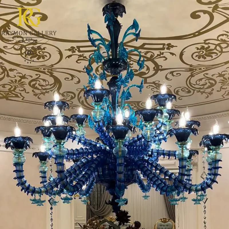 لوستر رزنیکا مورانو رنگ آبی اشرافی (24 شاخه)