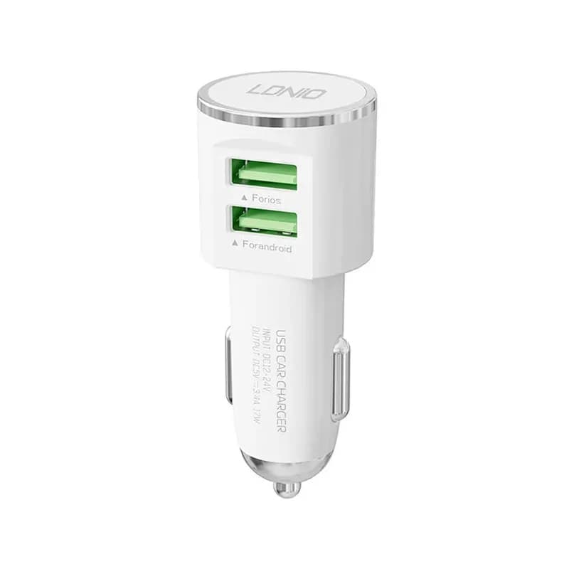 شارژر فندکی الدینیو مدل DL-C29 3.4A 17W همراه با کابل اندروید