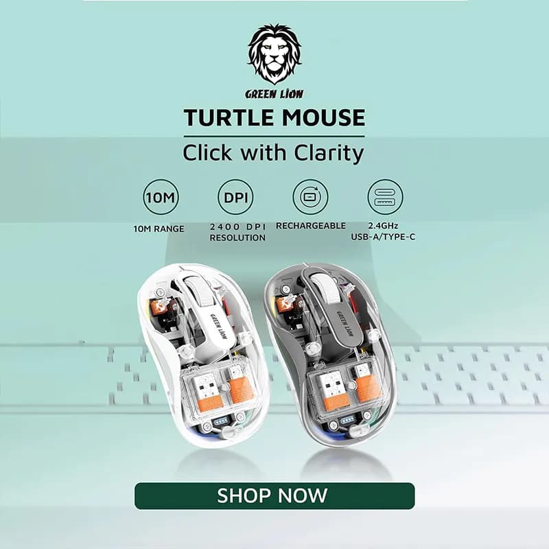 ماوس بی سیم و شارژی گرین لاین مدل Green Lion Turtle — تصویر ۳