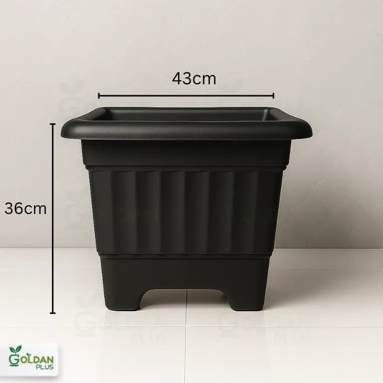گلدان پلاستیکی مربع گل سرخ – مدل کنتیا — تصویر ۳