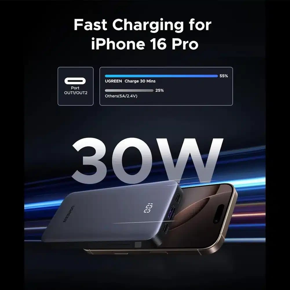پاور بانک 10000 یوگرین UGREEN مدل PB535 55994 توان 30 وات — تصویر ۱۰