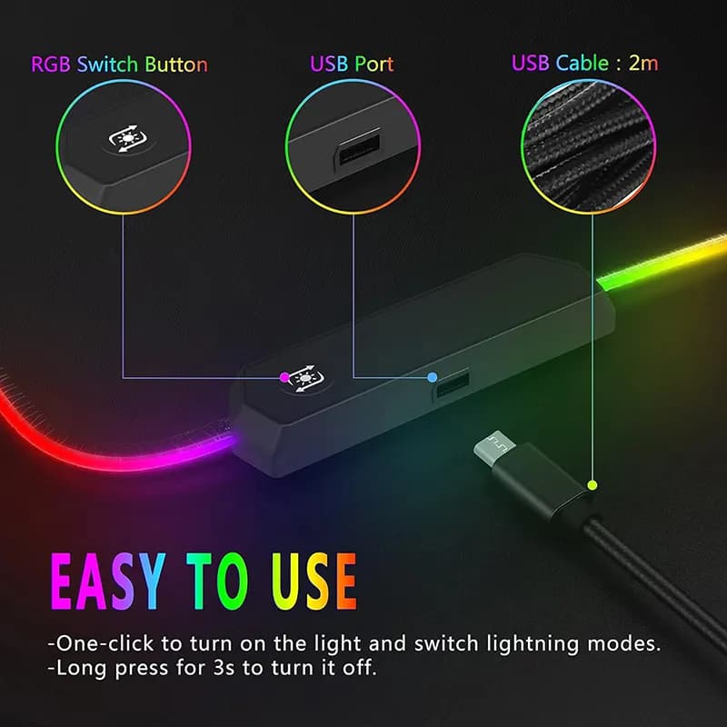 ماوس پد گیمینگ مدل RGB-1 همراه با نورپردازی — تصویر ۴