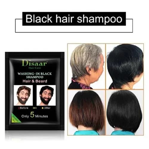 شامپو رنگ مو مشکی مو و ریش دیسار بسته 10 عددی — تصویر ۲