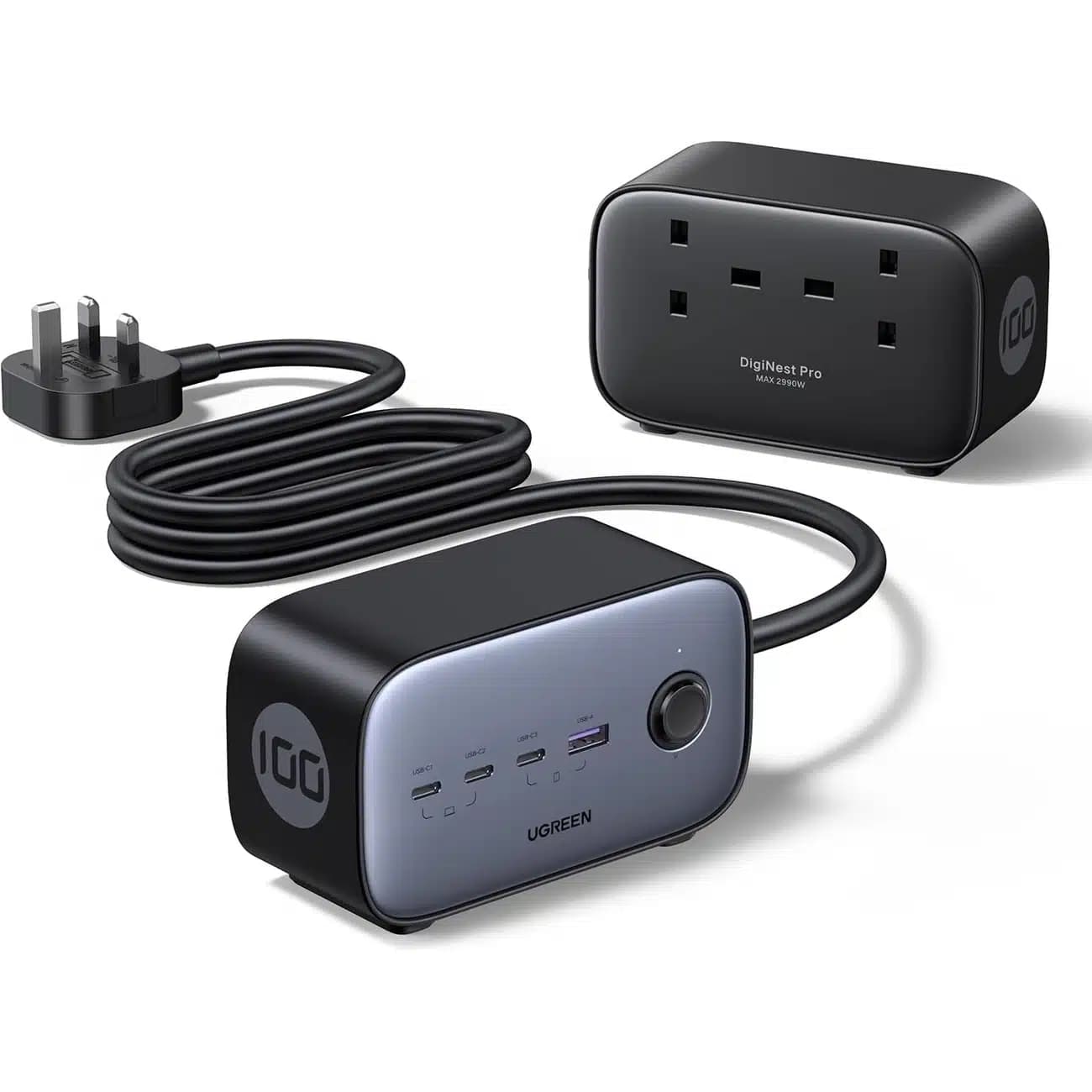 چند راهی برق یوگرین Ugreen مدل CD270-60168 با 2 سوکت و 4 پورت