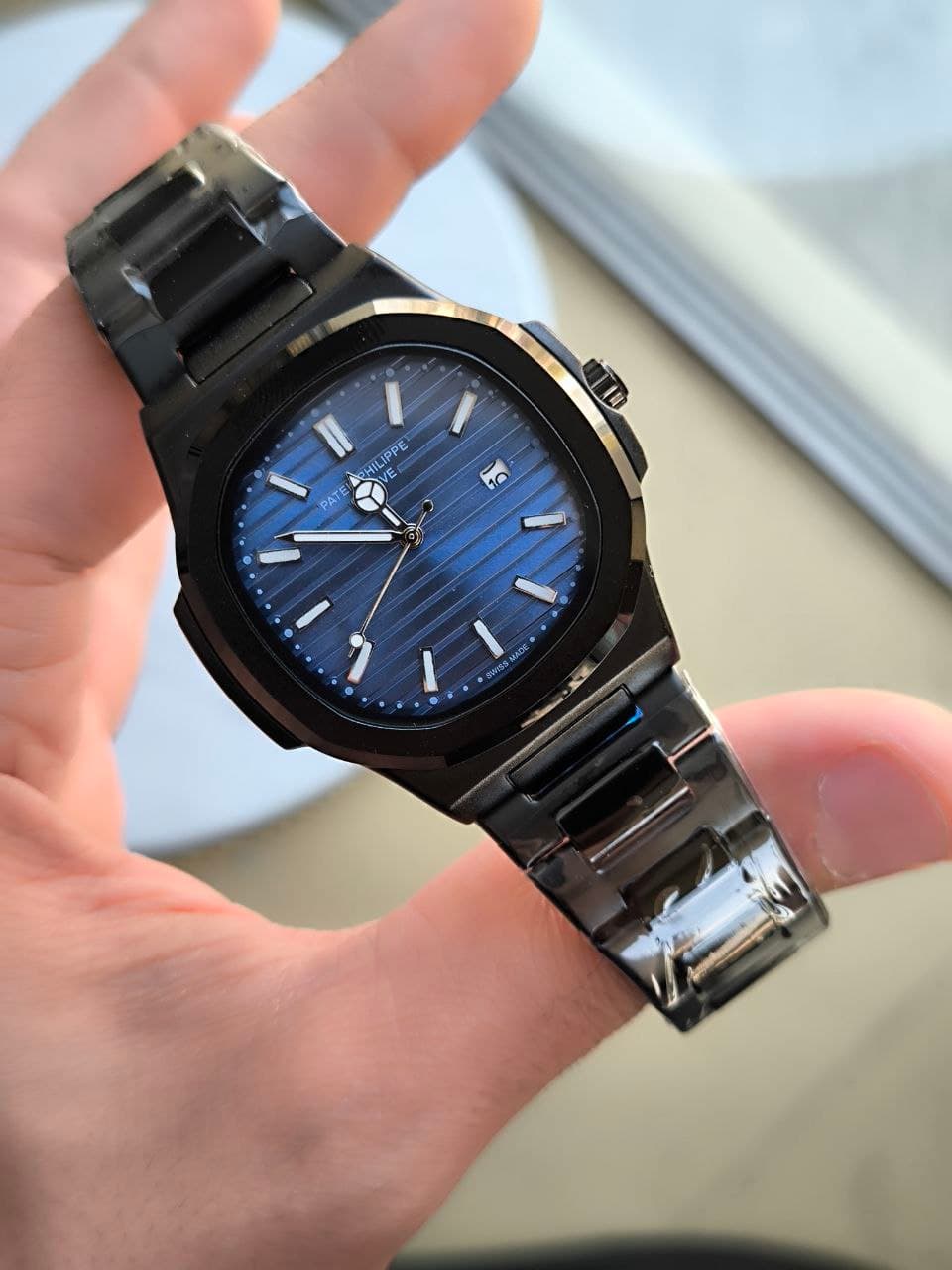 ساعت مردانه فلزی patek philippe پتک فیلیپ تقویم دار دوقفله مخفی کیفیت عالی رنگ ثابت کد 1924202 — تصویر ۴