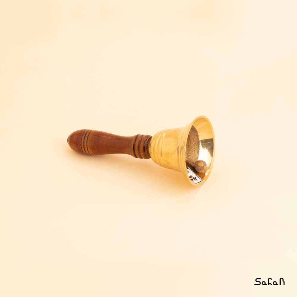 زنگوله برنجی و چوبی طلایی مدل ساده (سایز بندی) — تصویر ۳
