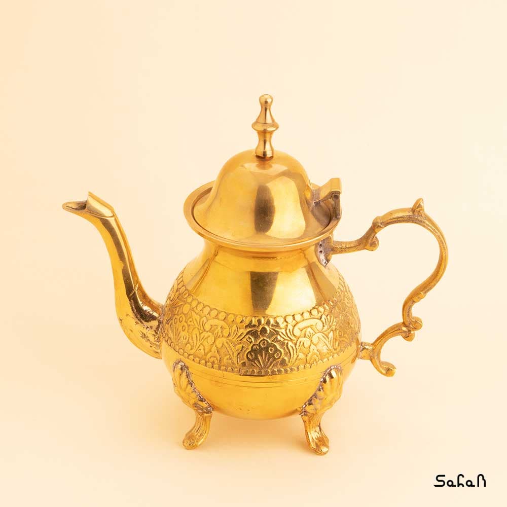 سرویس چایی خوری برنجی طلایی مدل پونه — تصویر ۲