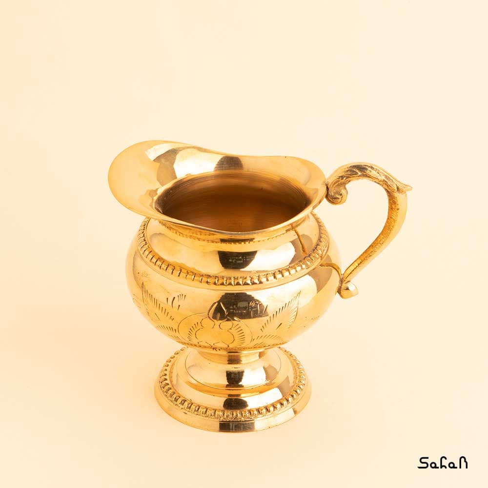 سرویس چایی خوری برنجی طلایی مدل تک گل — تصویر ۴