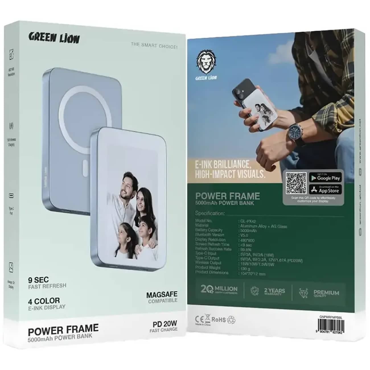 پاور بانک وایرلس 5000 گرین لاین Green Lion مدل GL-PX42 توان 20 وات — تصویر ۵
