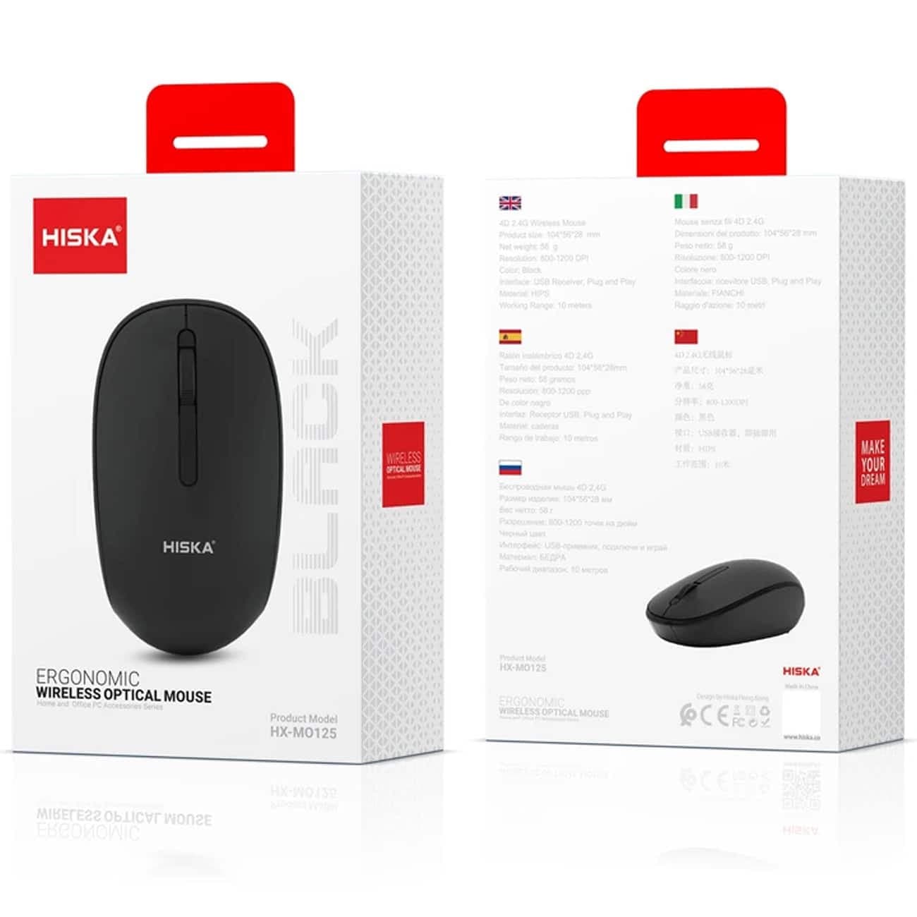 ماوس بی سیم هیسکا Hiska مدل HX-MO125 با اتصال دانگل USB — تصویر ۷