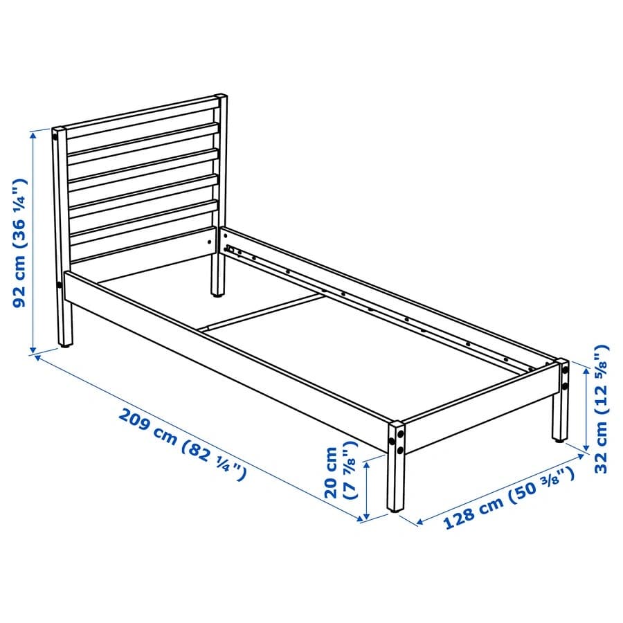 قاب تخت چوب کاج ایکیا سایز 120×200 مدل TARVA — تصویر ۲