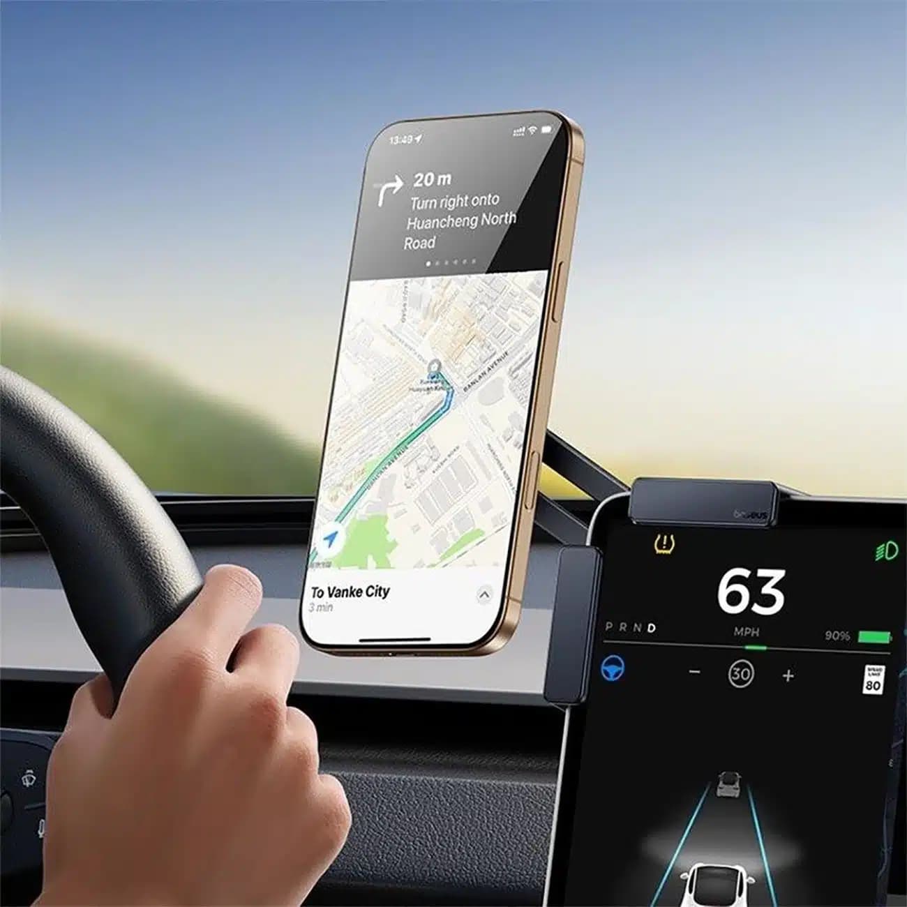 هولدر موبایل نمایشگر ماشین باسئوس Baseus مدل T-Space TC1 مگنتی — تصویر ۲