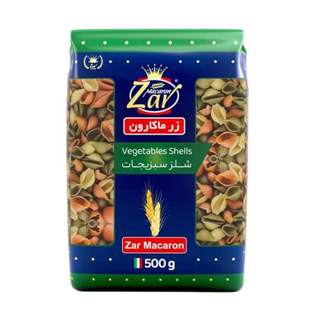 ماکارونی شلز سبزیجات زر ماکارون مقدار 500 گرم
