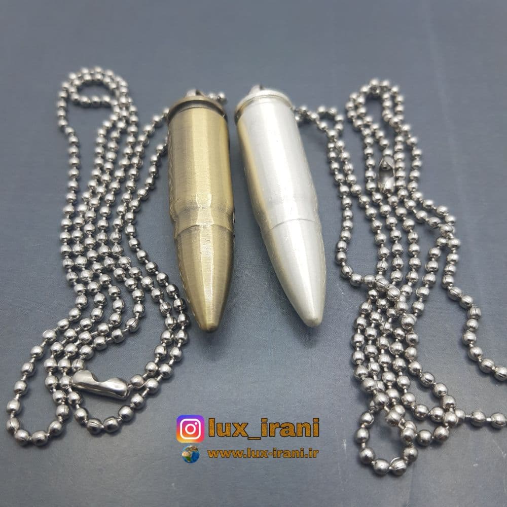 فندک کبریتی فشنگ همراه گردنبند فلزی — تصویر ۳