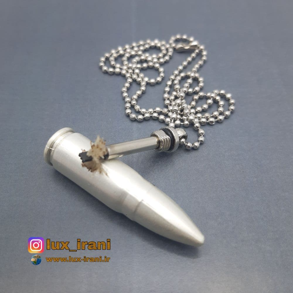 فندک کبریتی فشنگ همراه گردنبند فلزی — تصویر ۴