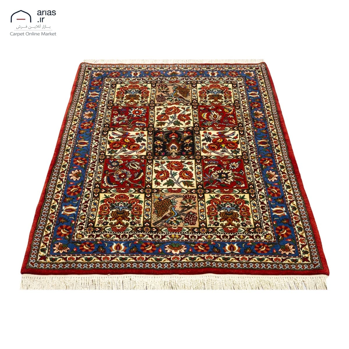فرش دستباف ذرع و نیم نقشه خشتی بافت بختیاری کد D03139A — تصویر ۲