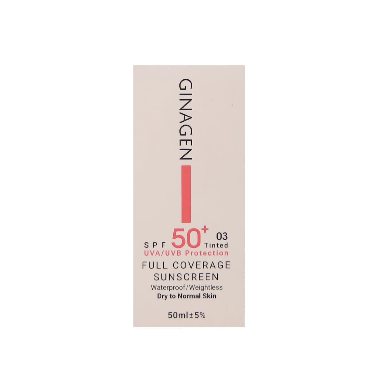 کرم ضد آفتاب SPF50 ژیناژن مناسب پوست خشک و نرمال شماره 03 50 میلی لیتر