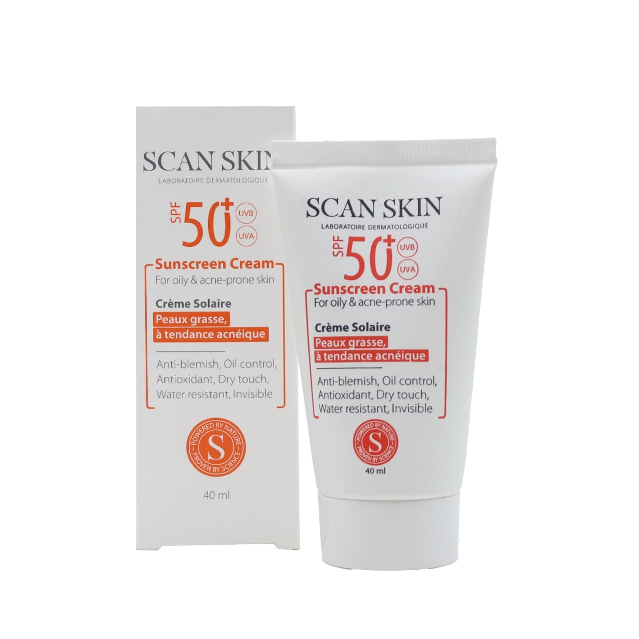 کرم ضد آفتاب SPF 50 بی رنگ اسکن اسکین مخصوص پوست چرب 40 میلی لیتر