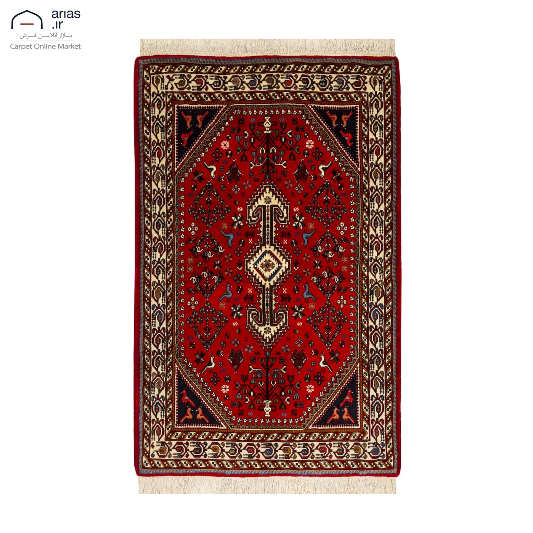 فرش دستباف ذرع و نیم زمینه قرمز بافت آباد کد D05105A